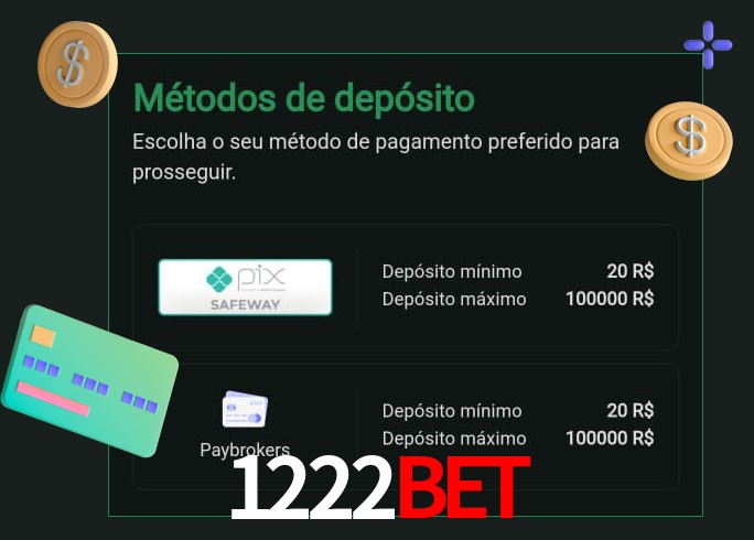 O cassino 1222bet oferece uma grande variedade de métodos de pagamento